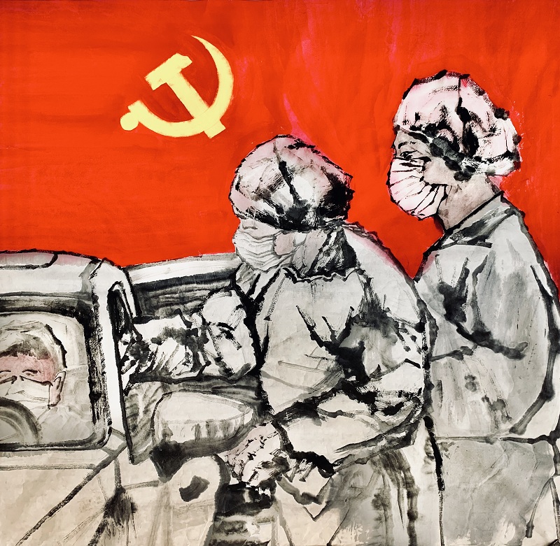 马涛 《我是党员我先上》 中国画